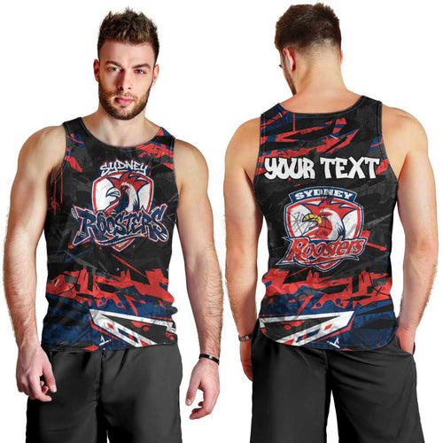 Personalized Sydney Roosters Men Tank Top Graffiti Grunge Abstract Urban Street Style Design