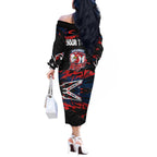 Personalized Sydney Roosters Off The Shoulder Long Sleeve Dress Graffiti Grunge Abstract Urban Street Style Design