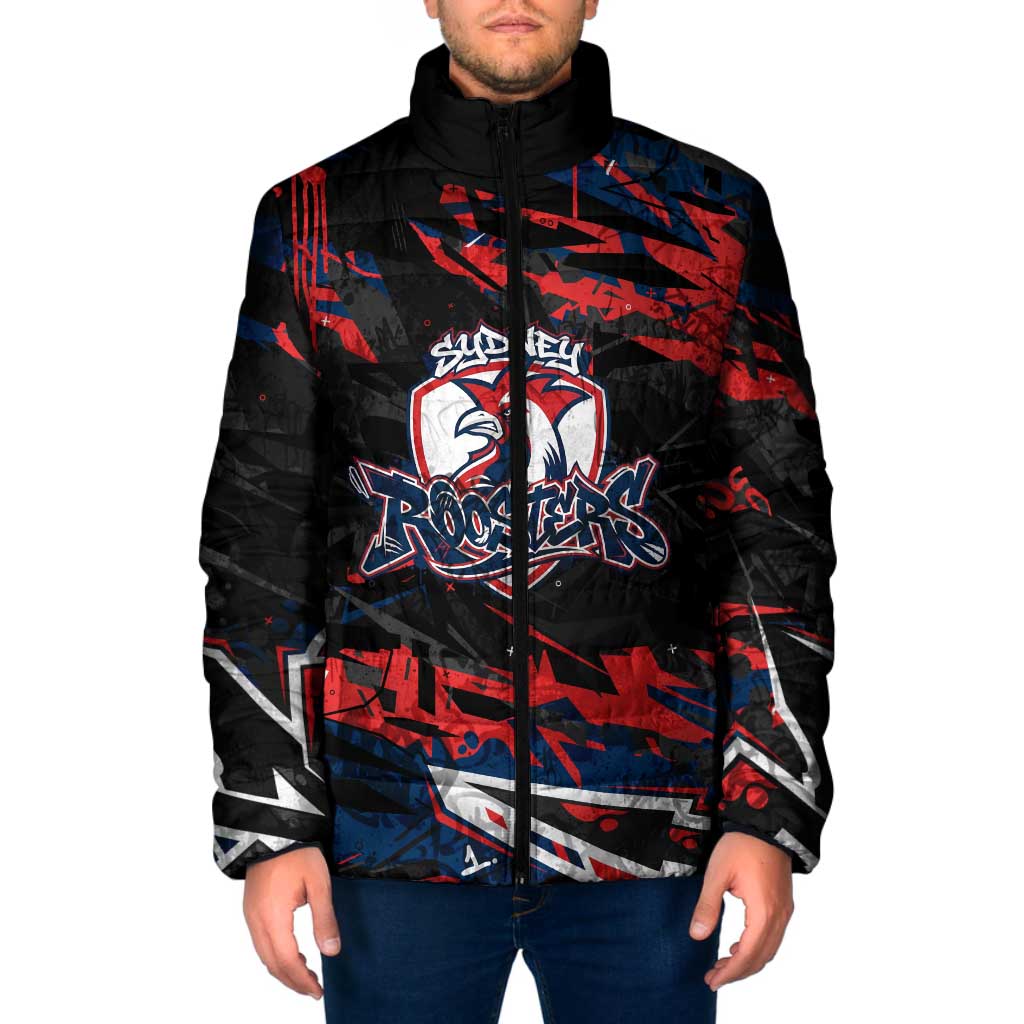 Personalized Sydney Roosters Padded Jacket Graffiti Grunge Abstract Urban Street Style Design