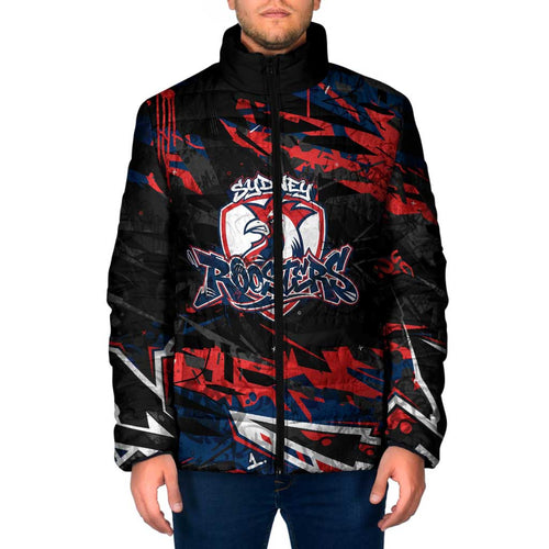 Personalized Sydney Roosters Padded Jacket Graffiti Grunge Abstract Urban Street Style Design