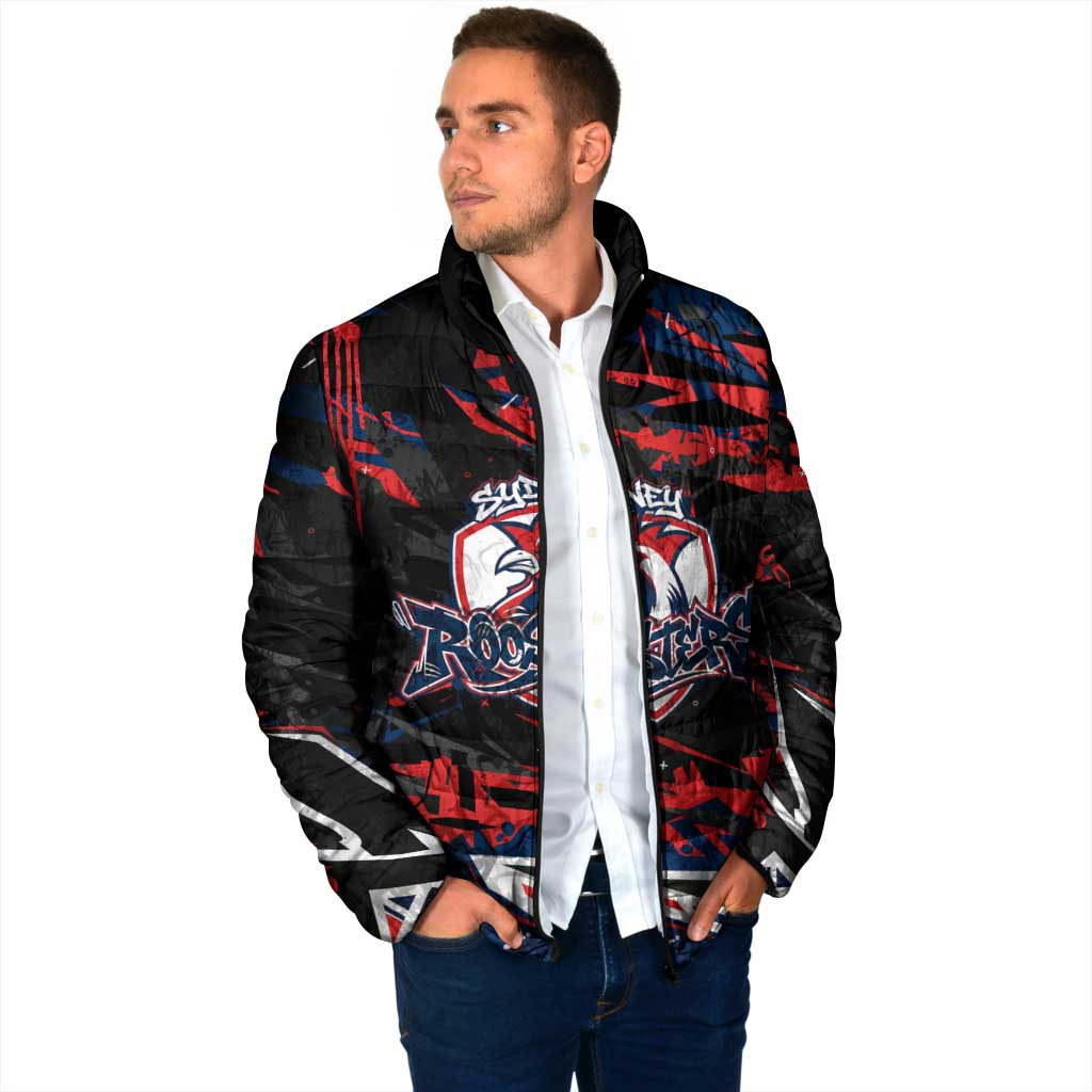 Personalized Sydney Roosters Padded Jacket Graffiti Grunge Abstract Urban Street Style Design
