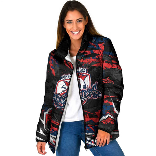 Personalized Sydney Roosters Padded Jacket Graffiti Grunge Abstract Urban Street Style Design