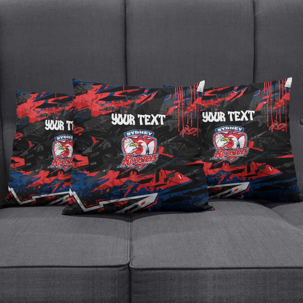 Personalized Sydney Roosters Pillow Cover Graffiti Grunge Abstract Urban Street Style Design