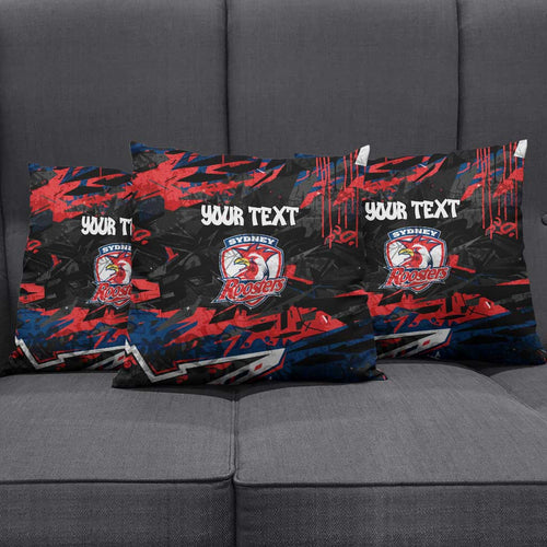 Personalized Sydney Roosters Pillow Cover Graffiti Grunge Abstract Urban Street Style Design