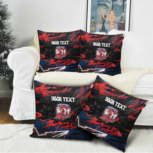 Personalized Sydney Roosters Pillow Cover Graffiti Grunge Abstract Urban Street Style Design