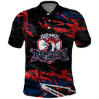 Personalized Sydney Roosters Polo Shirt Graffiti Grunge Abstract Urban Street Style Design