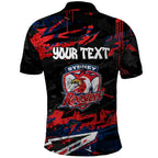 Personalized Sydney Roosters Polo Shirt Graffiti Grunge Abstract Urban Street Style Design
