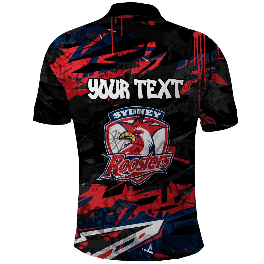 Personalized Sydney Roosters Polo Shirt Graffiti Grunge Abstract Urban Street Style Design