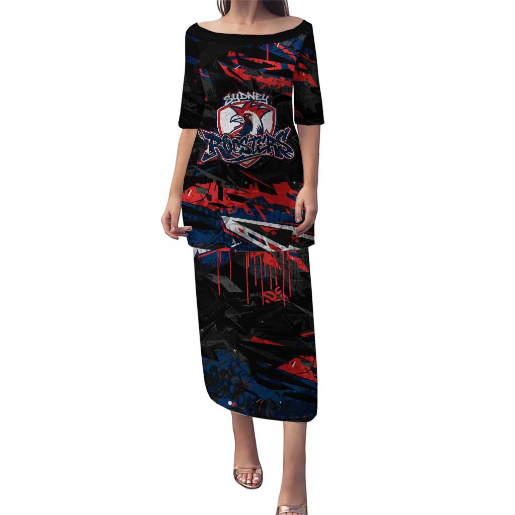 Personalized Sydney Roosters Puletasi Graffiti Grunge Abstract Urban Street Style Design