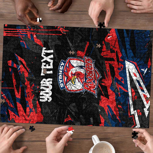 Personalized Sydney Roosters Puzzle Graffiti Grunge Abstract Urban Street Style Design