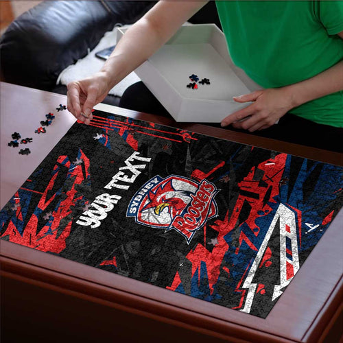 Personalized Sydney Roosters Puzzle Graffiti Grunge Abstract Urban Street Style Design