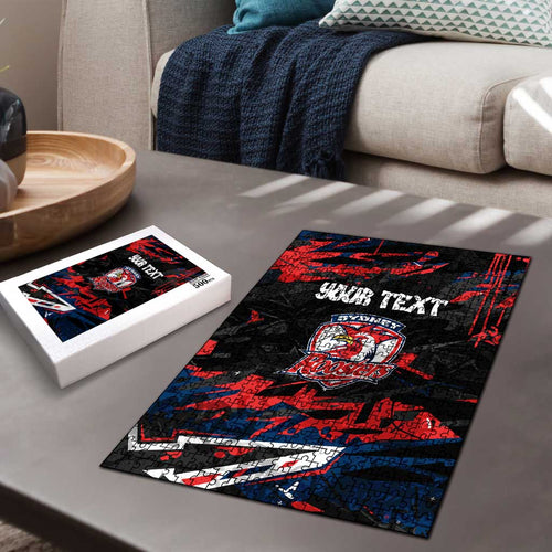 Personalized Sydney Roosters Puzzle Graffiti Grunge Abstract Urban Street Style Design