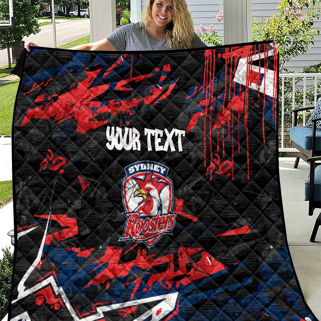 Personalized Sydney Roosters Quilt Graffiti Grunge Abstract Urban Street Style Design