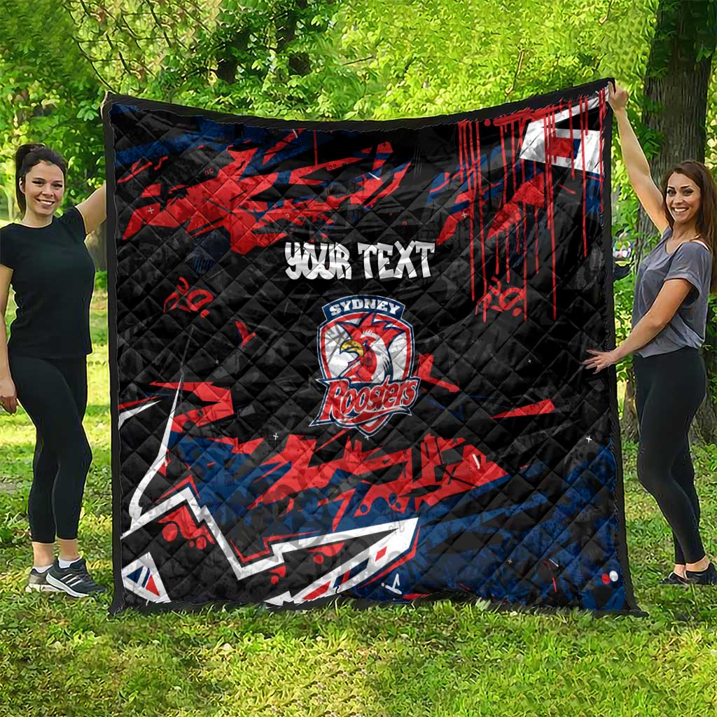 Personalized Sydney Roosters Quilt Graffiti Grunge Abstract Urban Street Style Design