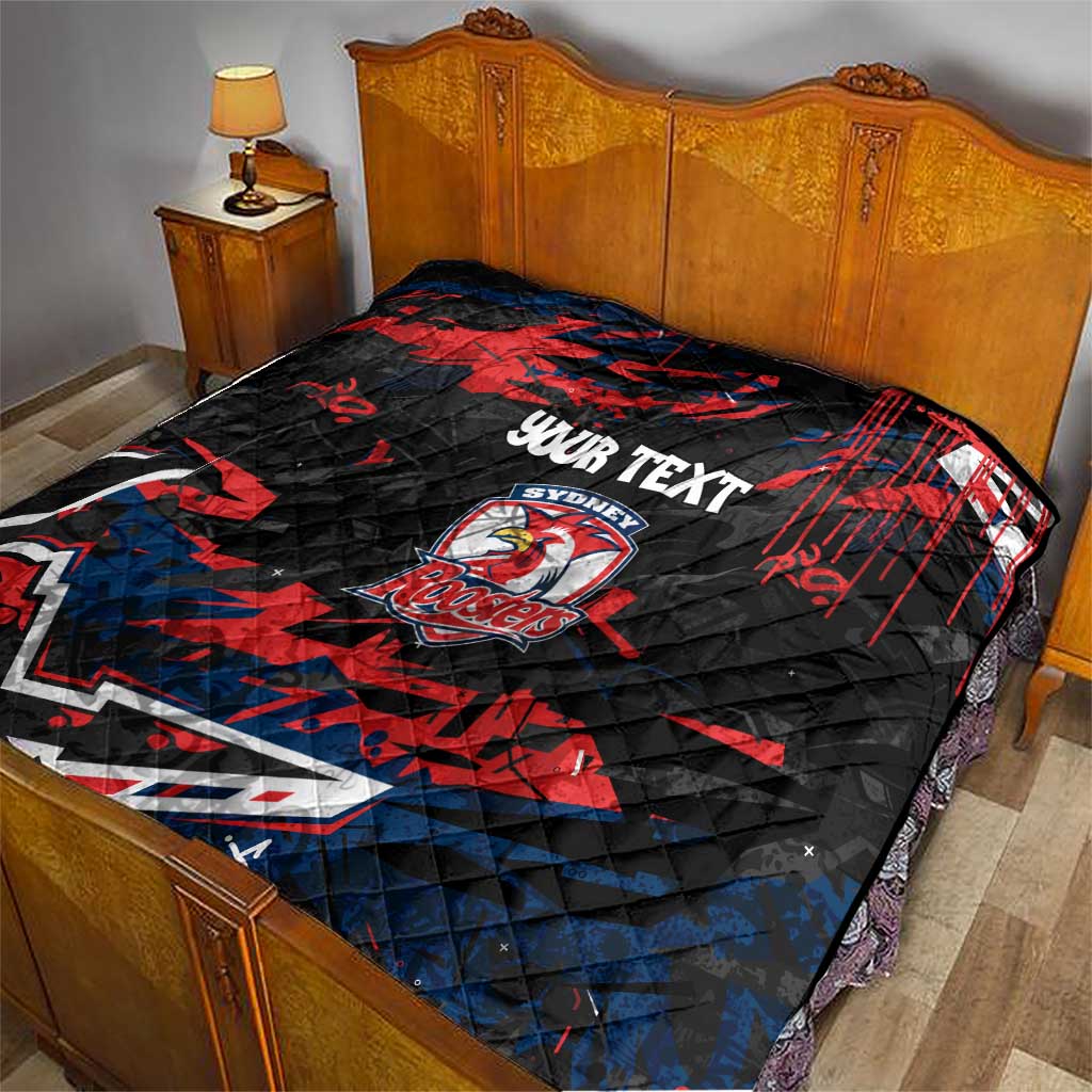 Personalized Sydney Roosters Quilt Graffiti Grunge Abstract Urban Street Style Design