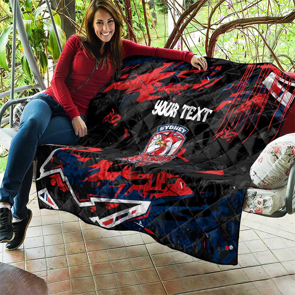 Personalized Sydney Roosters Quilt Graffiti Grunge Abstract Urban Street Style Design