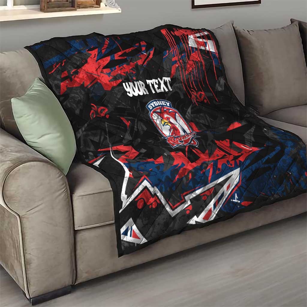 Personalized Sydney Roosters Quilt Graffiti Grunge Abstract Urban Street Style Design