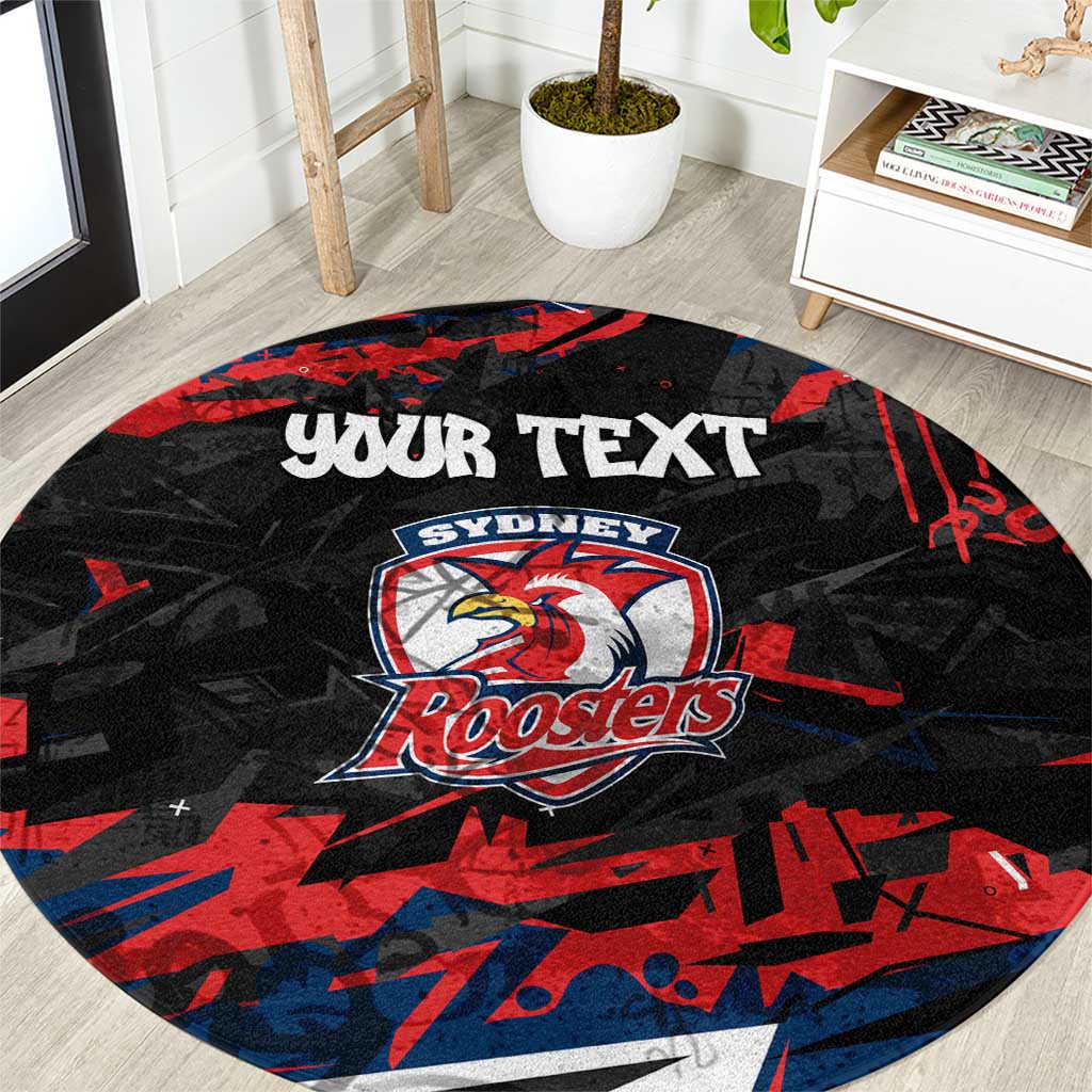 Personalized Sydney Roosters Round Carpet Graffiti Grunge Abstract Urban Street Style Design