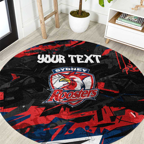 Personalized Sydney Roosters Round Carpet Graffiti Grunge Abstract Urban Street Style Design