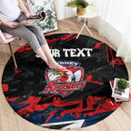 Personalized Sydney Roosters Round Carpet Graffiti Grunge Abstract Urban Street Style Design