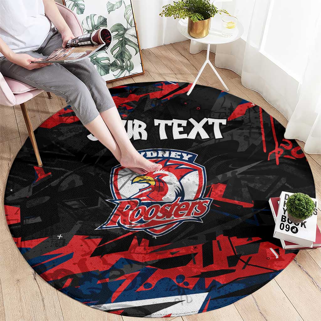 Personalized Sydney Roosters Round Carpet Graffiti Grunge Abstract Urban Street Style Design