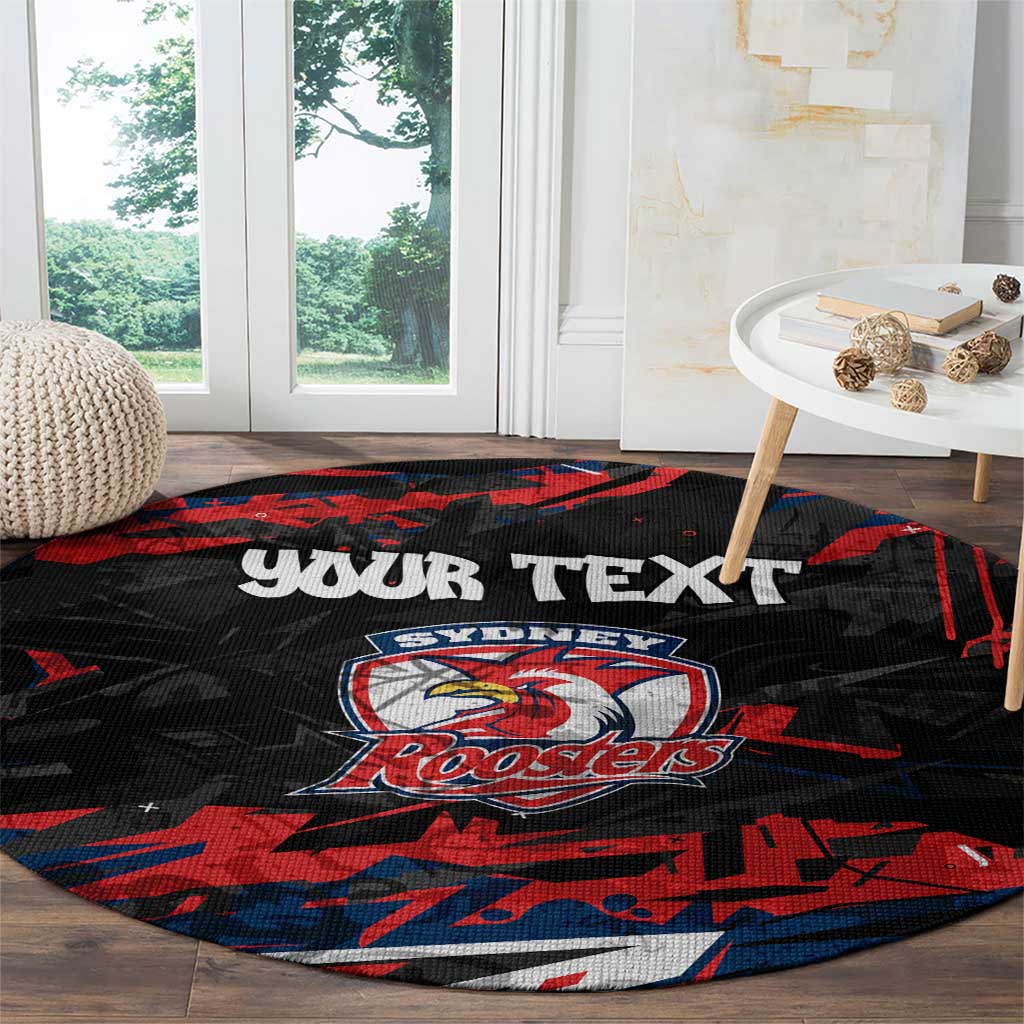 Personalized Sydney Roosters Round Carpet Graffiti Grunge Abstract Urban Street Style Design