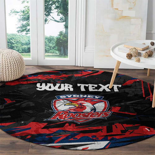 Personalized Sydney Roosters Round Carpet Graffiti Grunge Abstract Urban Street Style Design