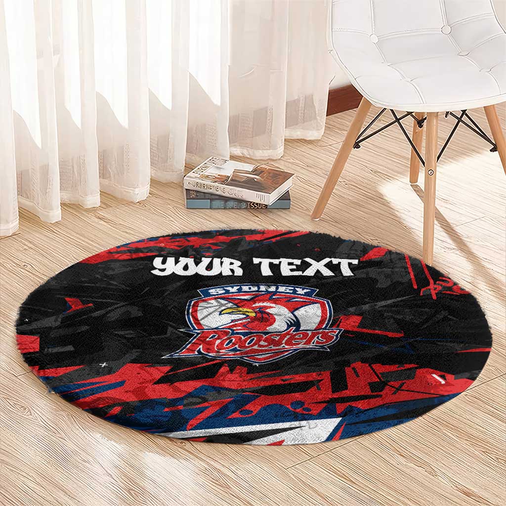 Personalized Sydney Roosters Round Carpet Graffiti Grunge Abstract Urban Street Style Design