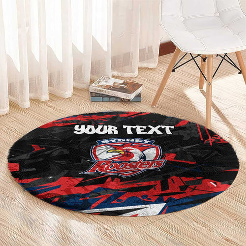 Personalized Sydney Roosters Round Carpet Graffiti Grunge Abstract Urban Street Style Design