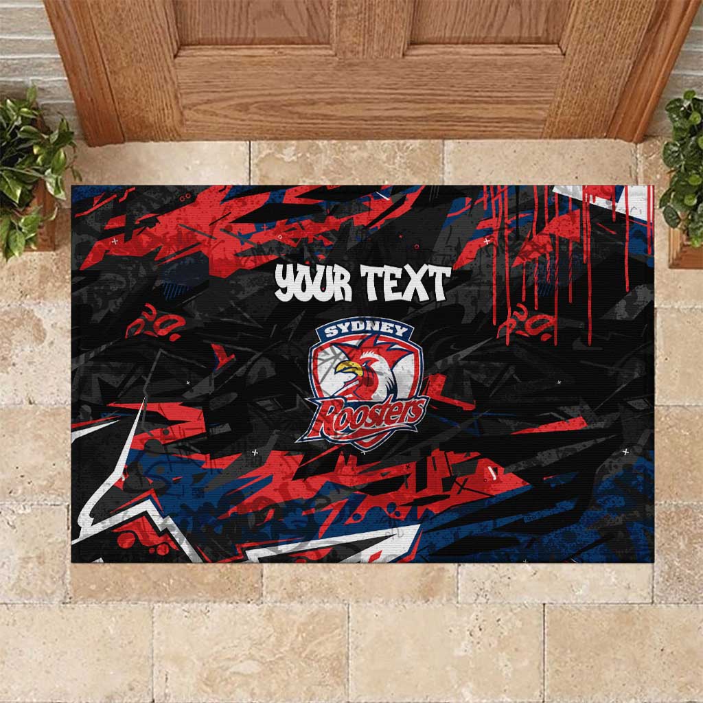 Personalized Sydney Roosters Rubber Doormat Graffiti Grunge Abstract Urban Street Style Design