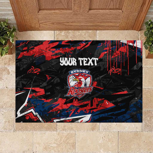 Personalized Sydney Roosters Rubber Doormat Graffiti Grunge Abstract Urban Street Style Design