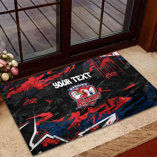 Personalized Sydney Roosters Rubber Doormat Graffiti Grunge Abstract Urban Street Style Design