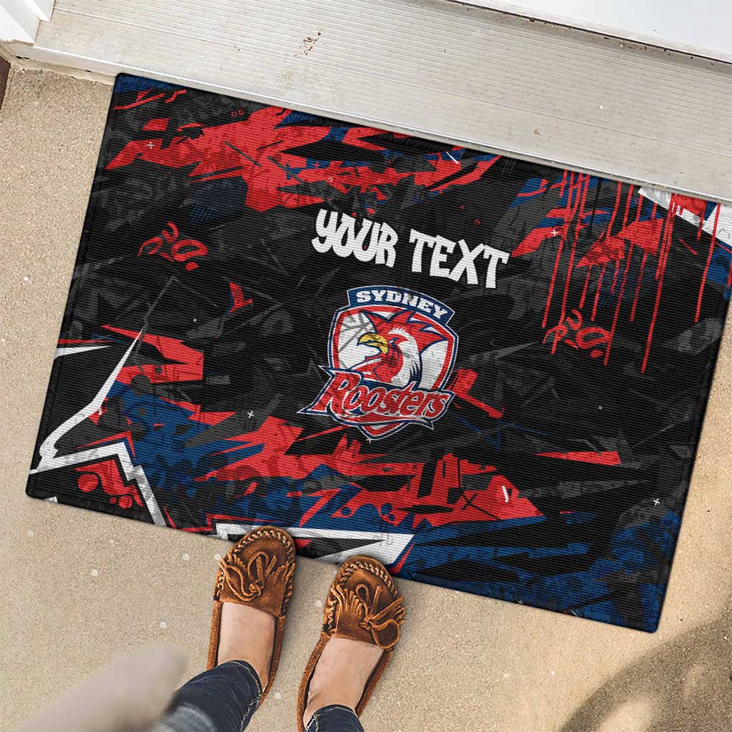 Personalized Sydney Roosters Rubber Doormat Graffiti Grunge Abstract Urban Street Style Design
