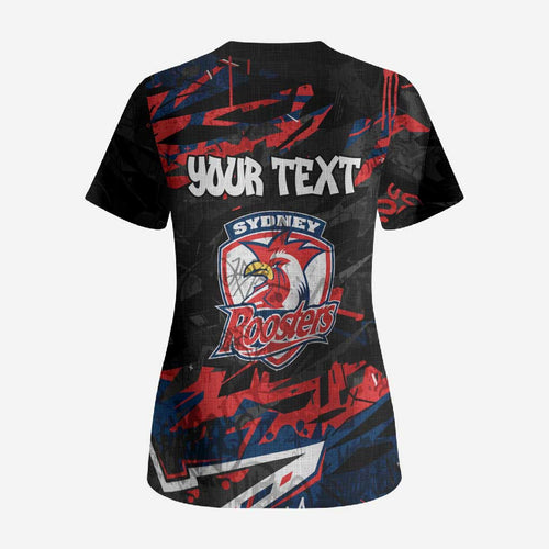 Personalized Sydney Roosters Scrub Top Graffiti Grunge Abstract Urban Street Style Design