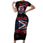 Personalized Sydney Roosters Short Sleeve Bodycon Dress Graffiti Grunge Abstract Urban Street Style Design