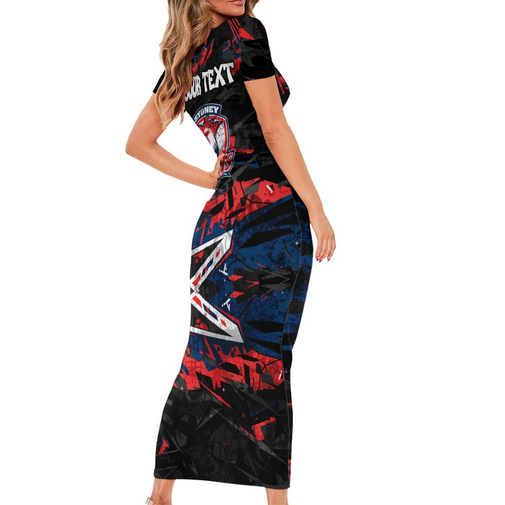 Personalized Sydney Roosters Short Sleeve Bodycon Dress Graffiti Grunge Abstract Urban Street Style Design
