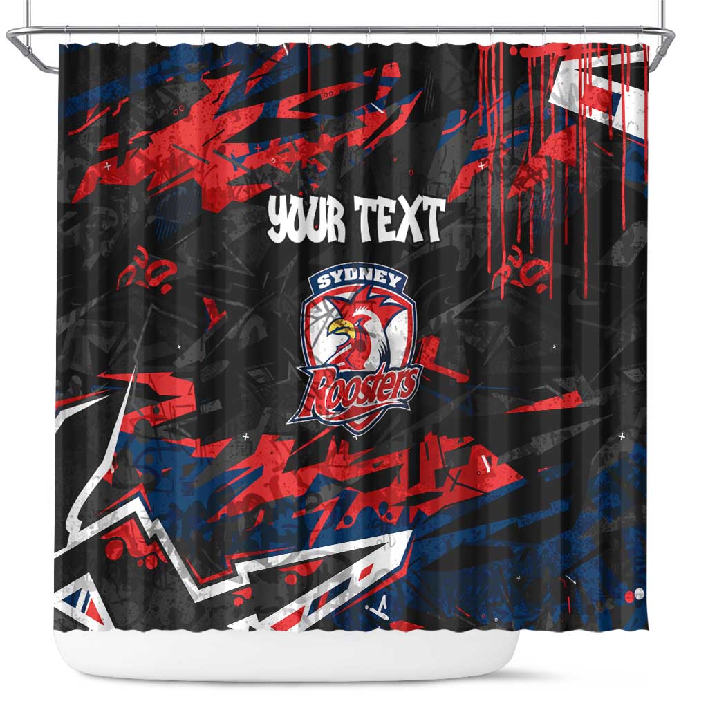 Personalized Sydney Roosters Shower Curtain Graffiti Grunge Abstract Urban Street Style Design