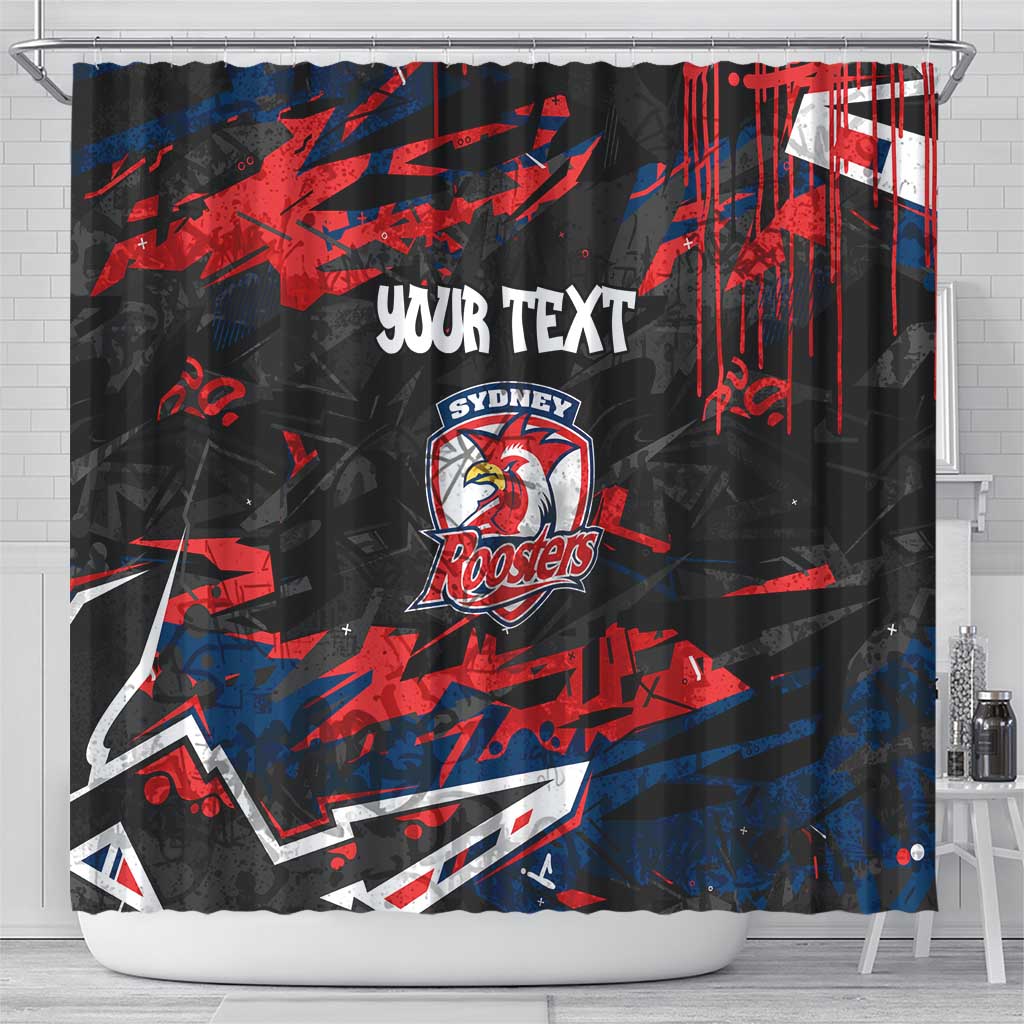 Personalized Sydney Roosters Shower Curtain Graffiti Grunge Abstract Urban Street Style Design