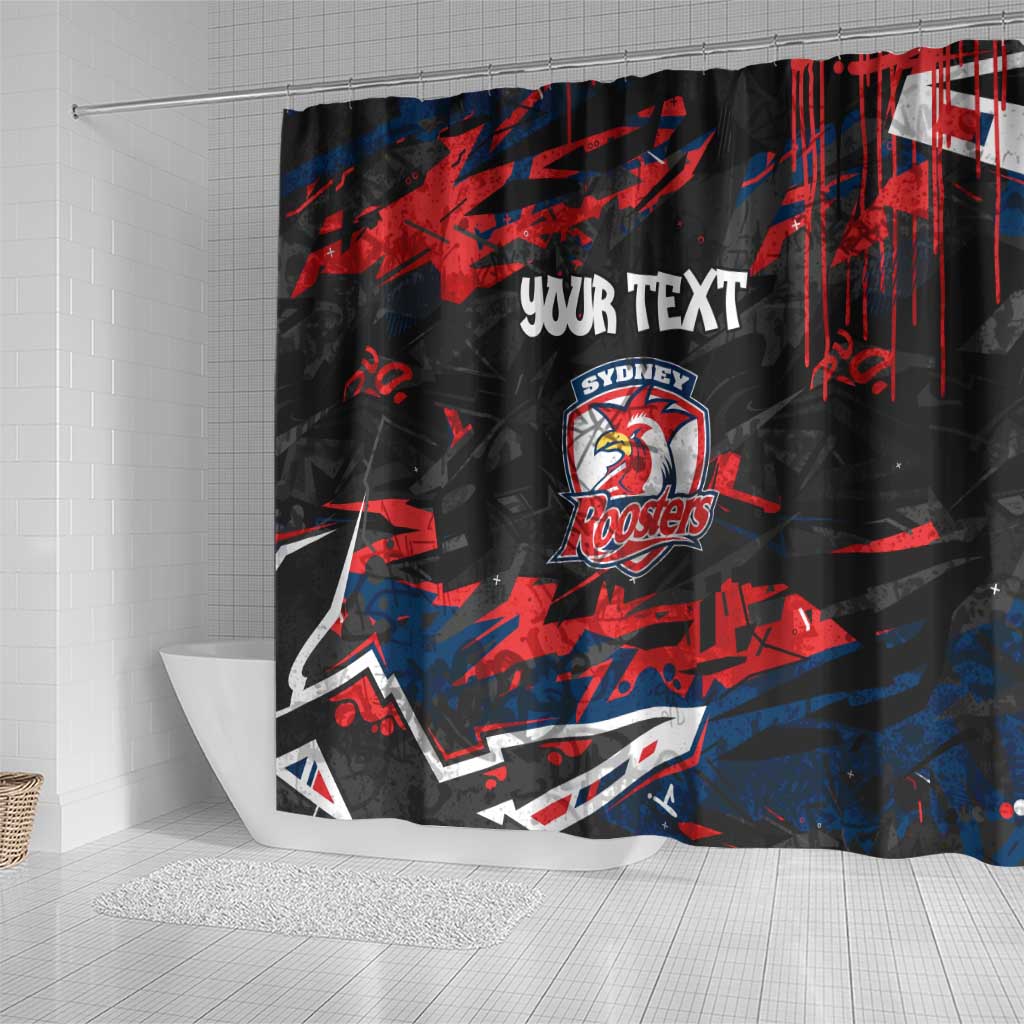 Personalized Sydney Roosters Shower Curtain Graffiti Grunge Abstract Urban Street Style Design
