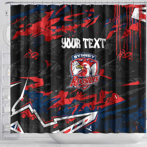 Personalized Sydney Roosters Shower Curtain Graffiti Grunge Abstract Urban Street Style Design