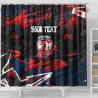 Personalized Sydney Roosters Shower Curtain Graffiti Grunge Abstract Urban Street Style Design