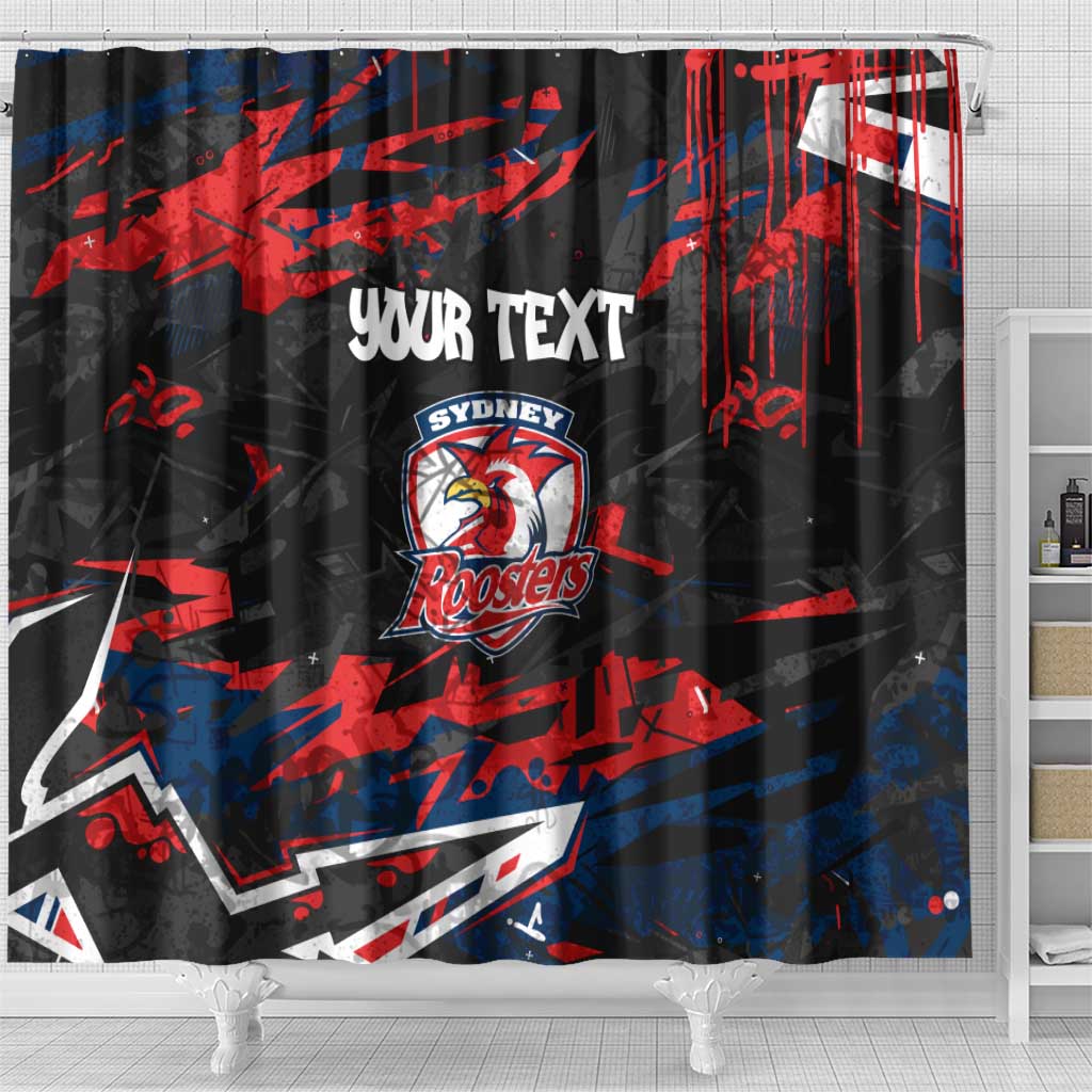 Personalized Sydney Roosters Shower Curtain Graffiti Grunge Abstract Urban Street Style Design