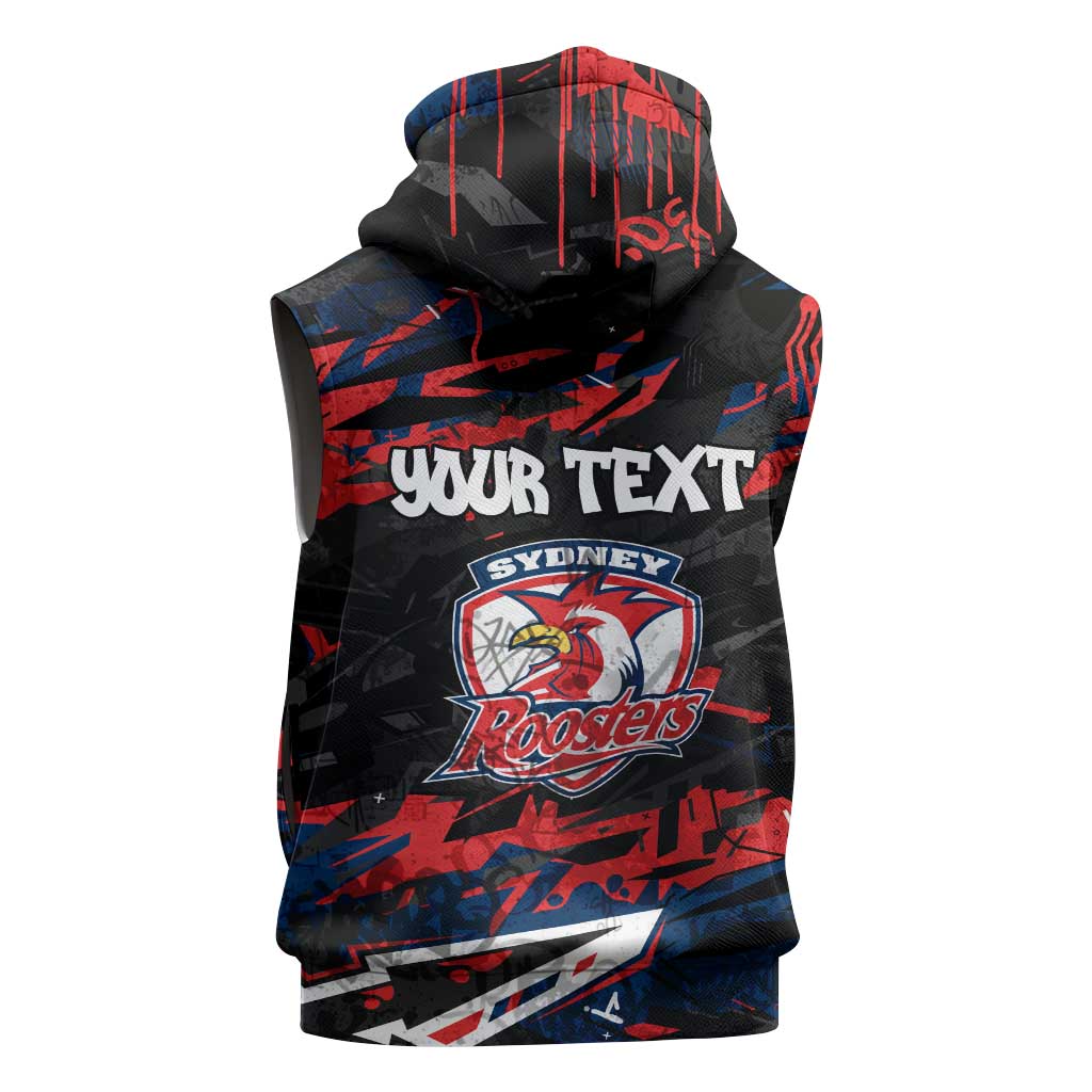 Personalized Sydney Roosters Sleeveless Hoodie Graffiti Grunge Abstract Urban Street Style Design