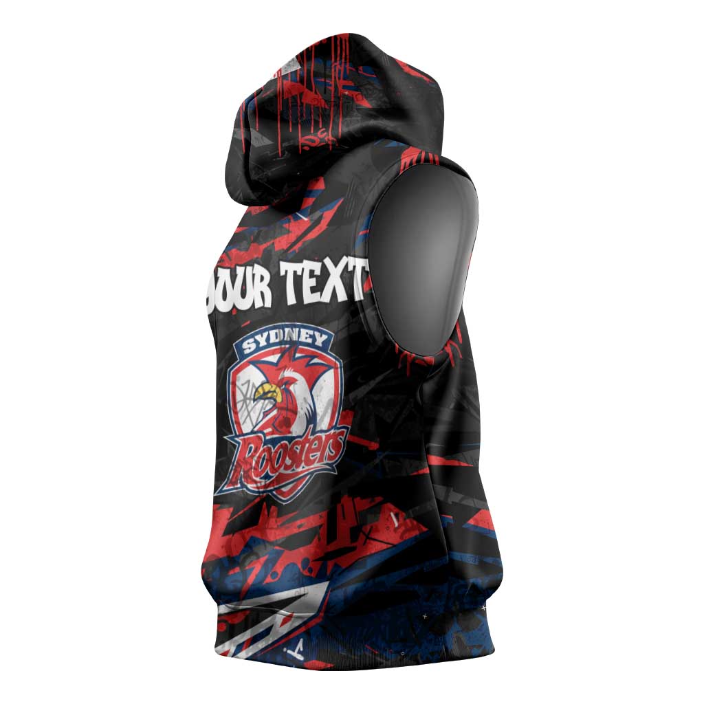 Personalized Sydney Roosters Sleeveless Hoodie Graffiti Grunge Abstract Urban Street Style Design