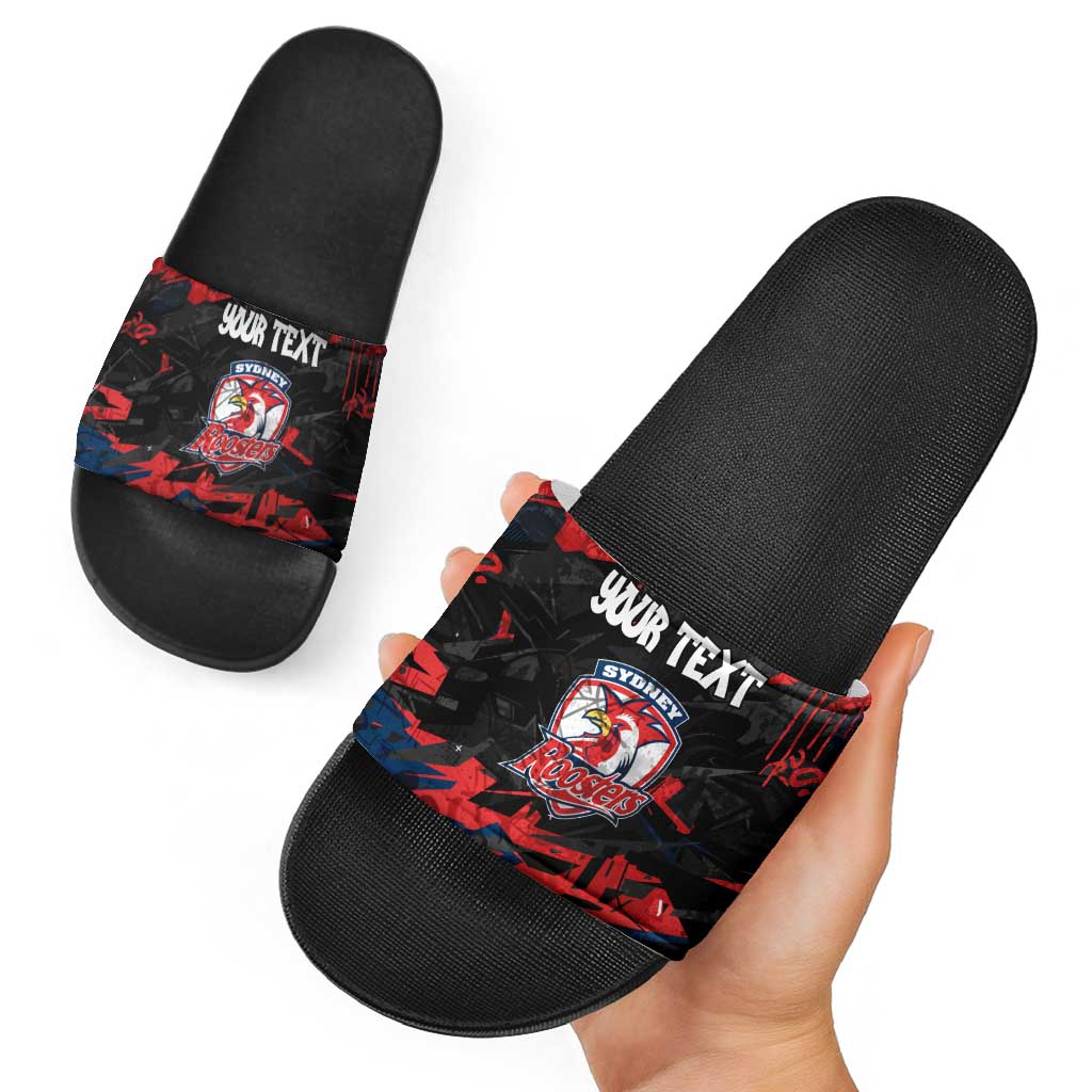Personalized Sydney Roosters Slide Sandals Graffiti Grunge Abstract Urban Street Style Design