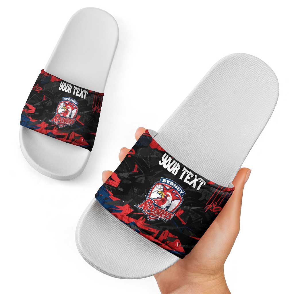 Personalized Sydney Roosters Slide Sandals Graffiti Grunge Abstract Urban Street Style Design