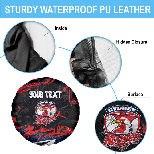 Personalized Sydney Roosters Spare Tire Cover Graffiti Grunge Abstract Urban Street Style Design