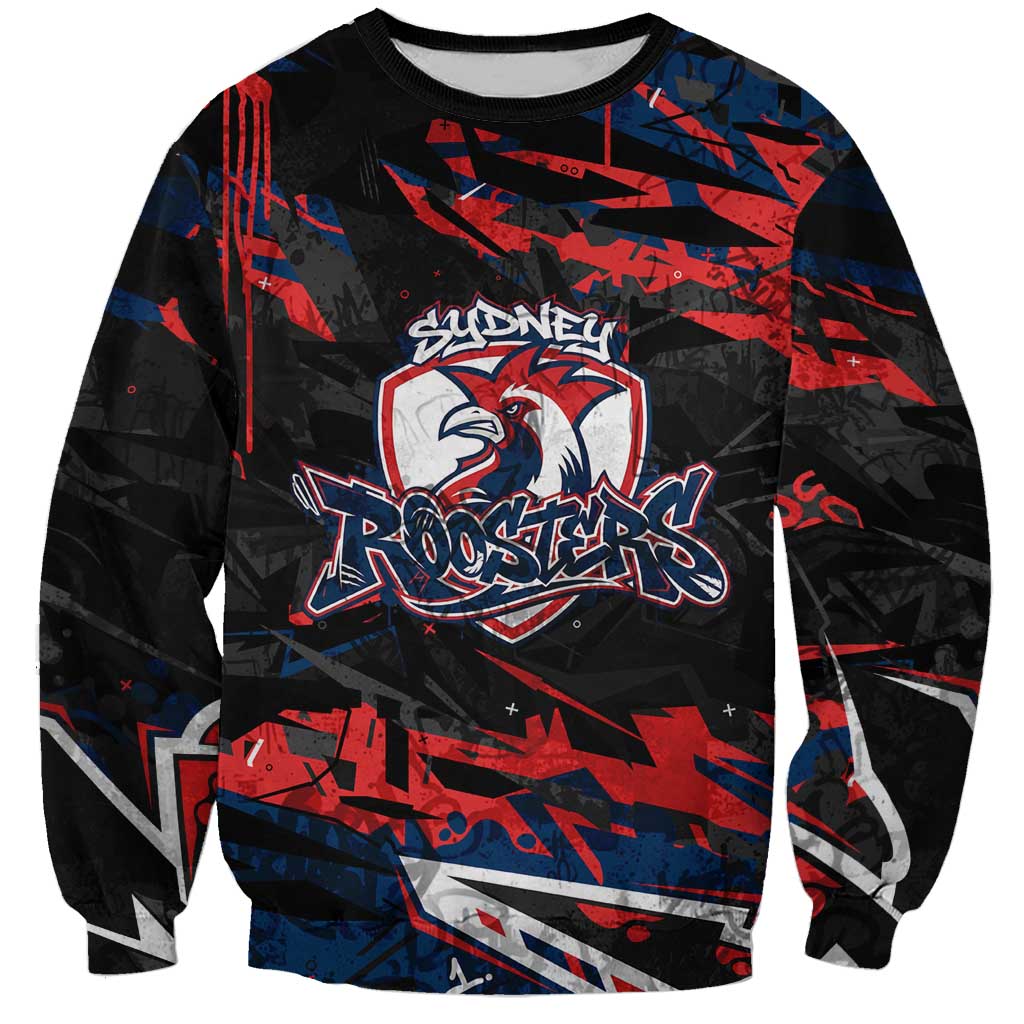 Personalized Sydney Roosters Sweatshirt Graffiti Grunge Abstract Urban Street Style Design