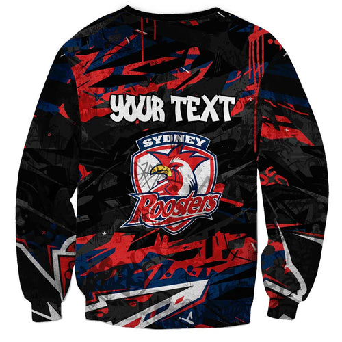 Personalized Sydney Roosters Sweatshirt Graffiti Grunge Abstract Urban Street Style Design