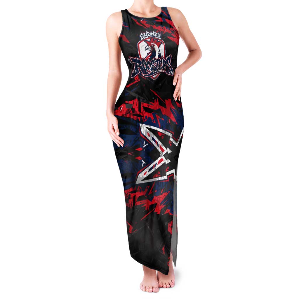 Personalized Sydney Roosters Tank Maxi Dress Graffiti Grunge Abstract Urban Street Style Design